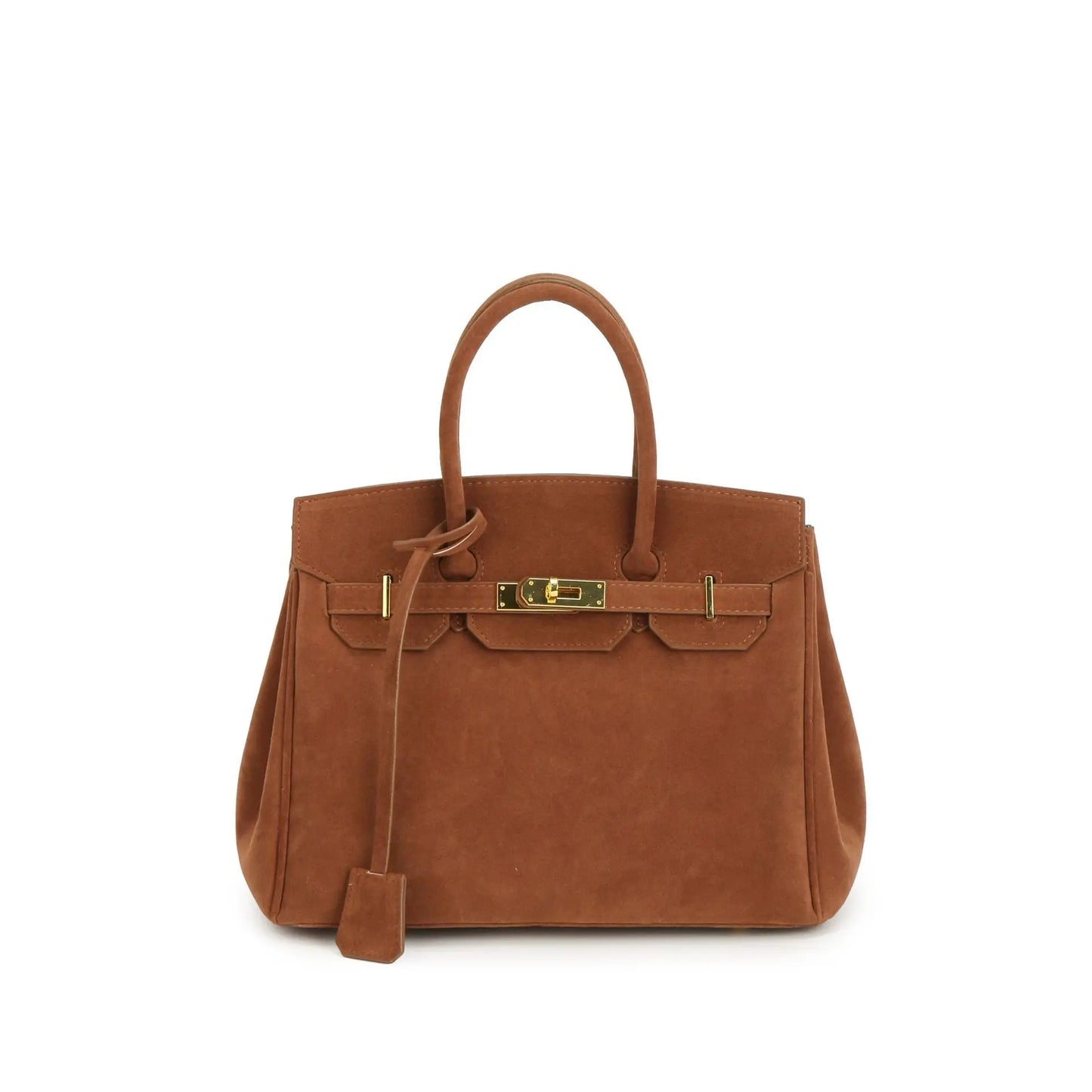 Kelly Suede Shoulder Bag With Gold Hardware For Women