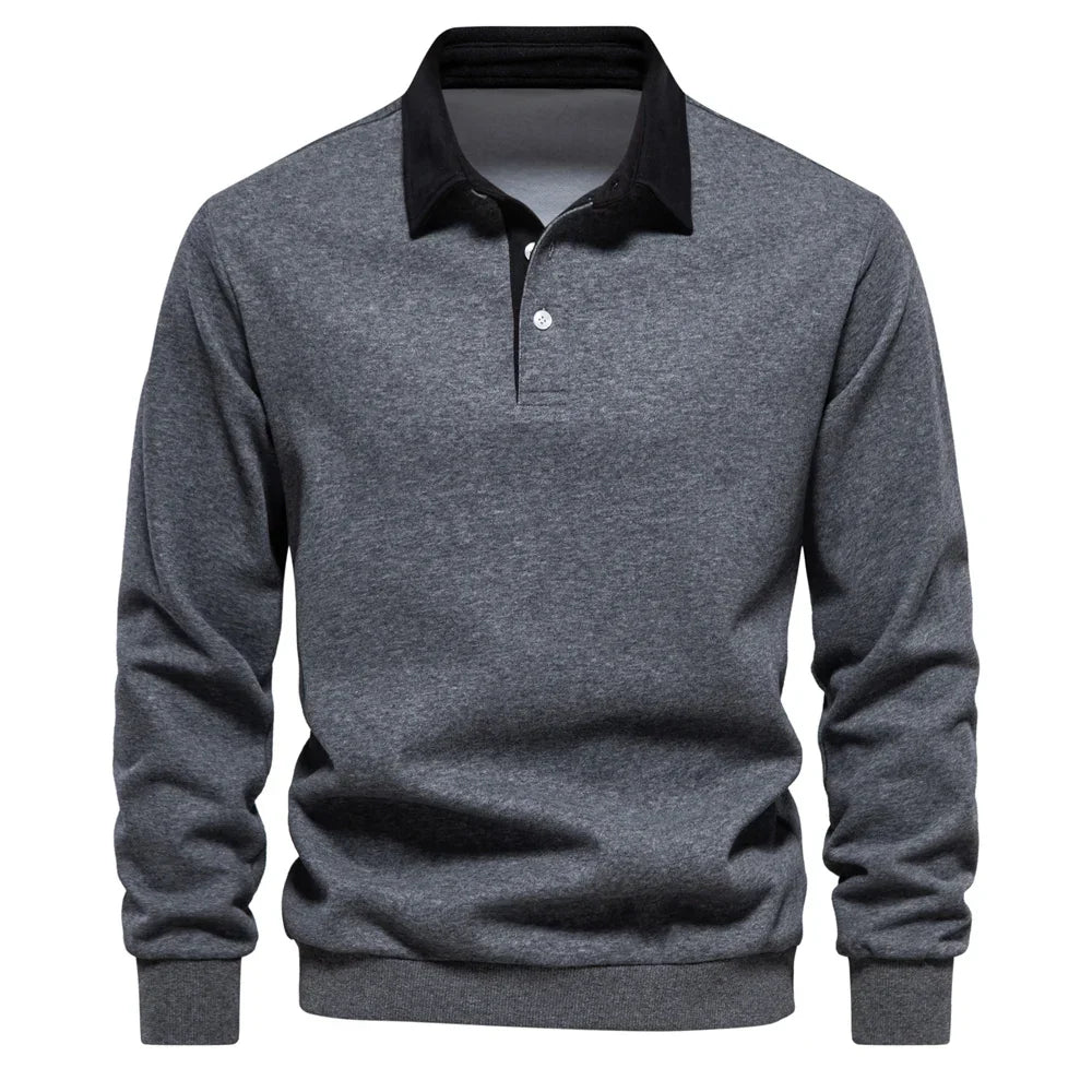 TrendAura Camden Polo Cotton Pullover Navy Knit With White Collar Mens Classic Polo Sweater
