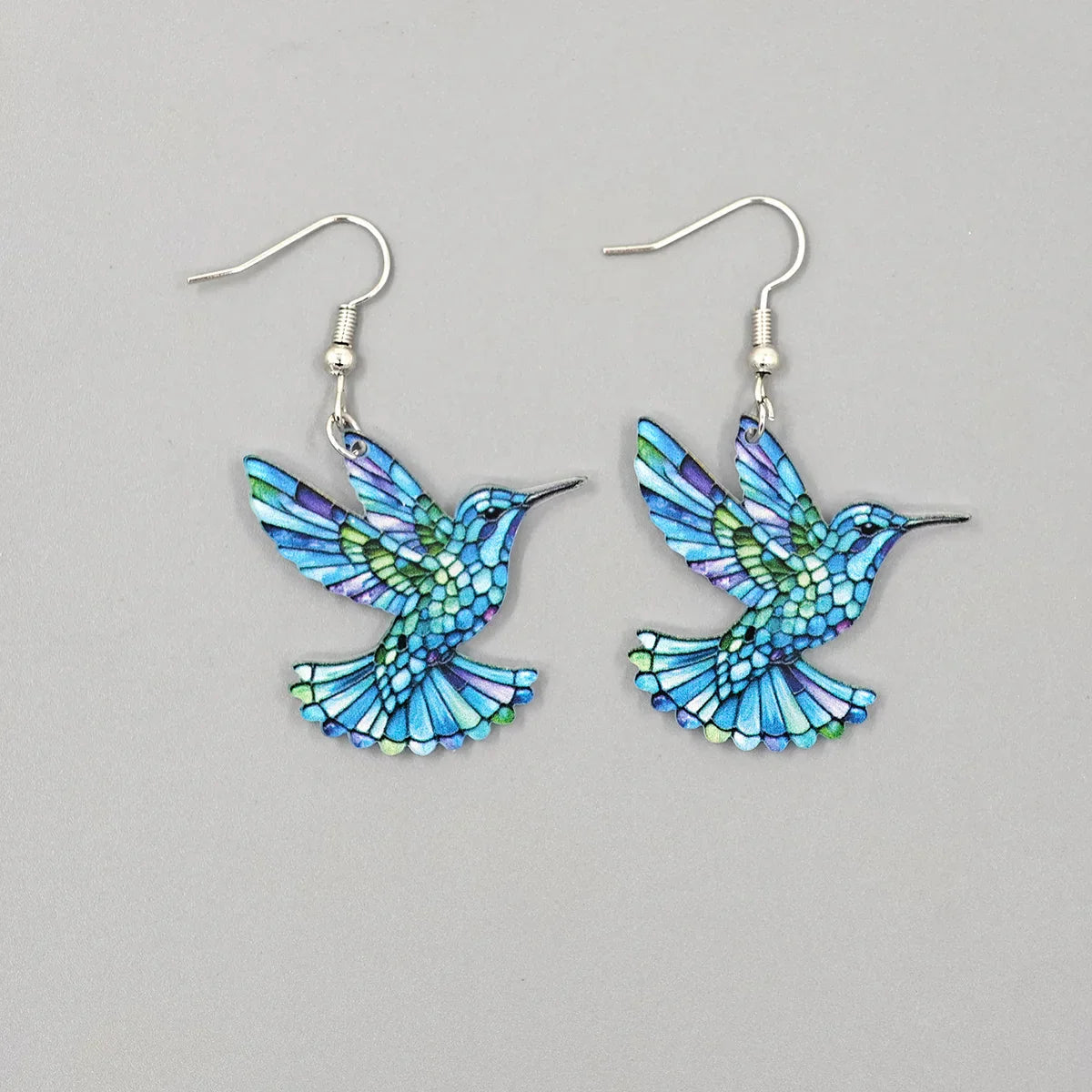 Stained Glass Hummingbird Earrings