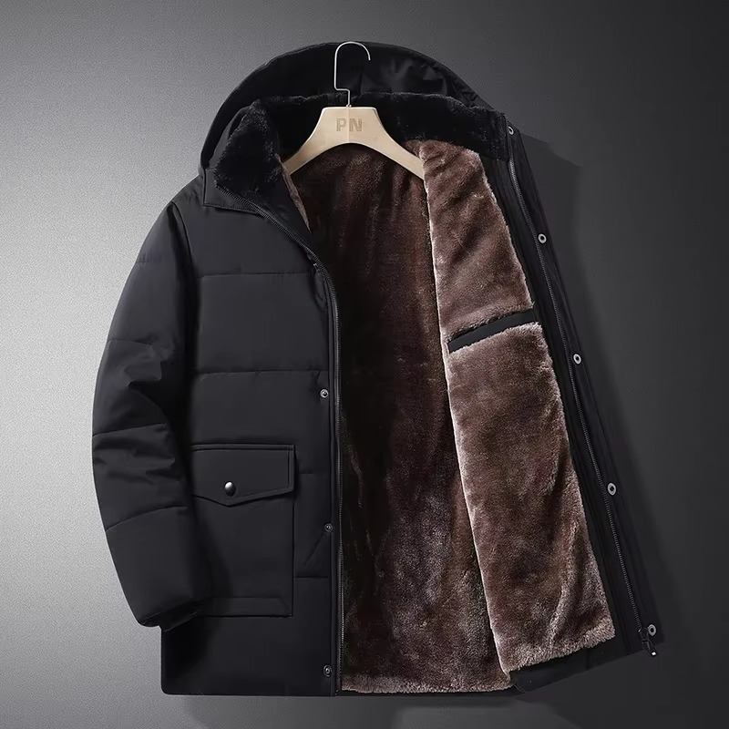 TrendAura Men's Thick Fleece Winter Parka Jacket With Hood Insulated Quilted Liner For Cold Weather Warmth And Style