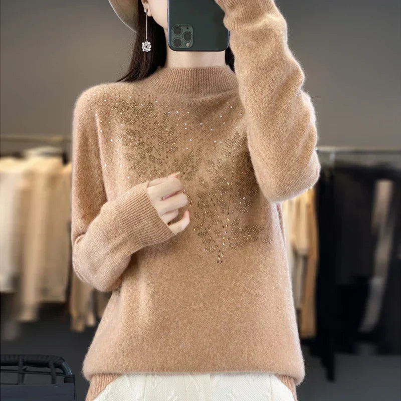 Women's Embellished Sweater with Decorative Accents and Versatile Style