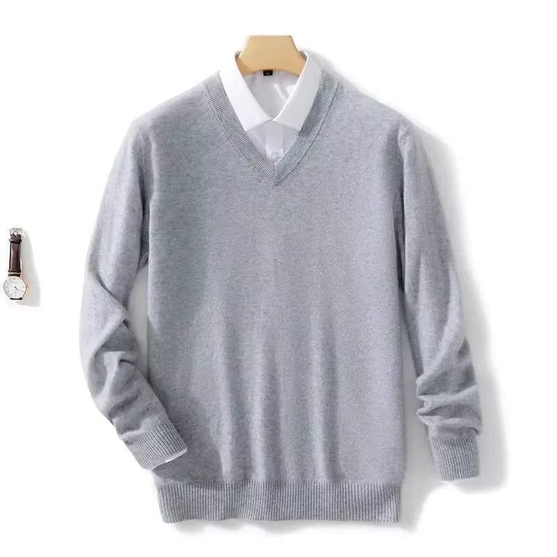 Men's Wool Blend V Neck Sweater Warm Knit Pullover For Winter Casual Fit Up To 5XL TrendAura