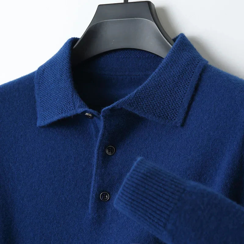 TrendAura TrueWool 100 Percent Merino Polo Shirt Lightweight Breathable Classic Collar For Men Loose Fit