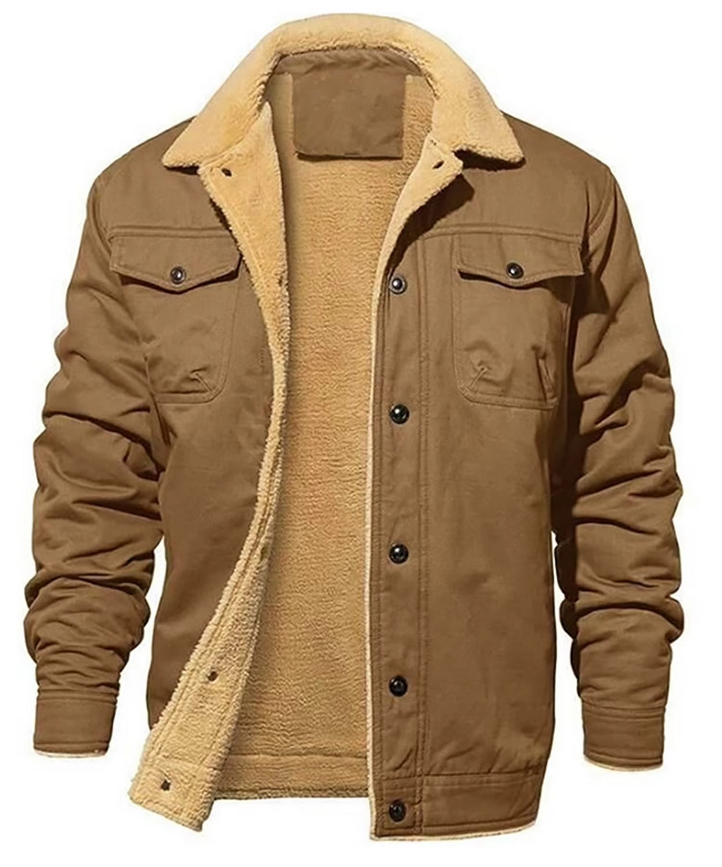 TrendAura Mens Winter Fleece Lined Jacket Warm Insulated Casual Coat for Cold Weather Everyday Wear