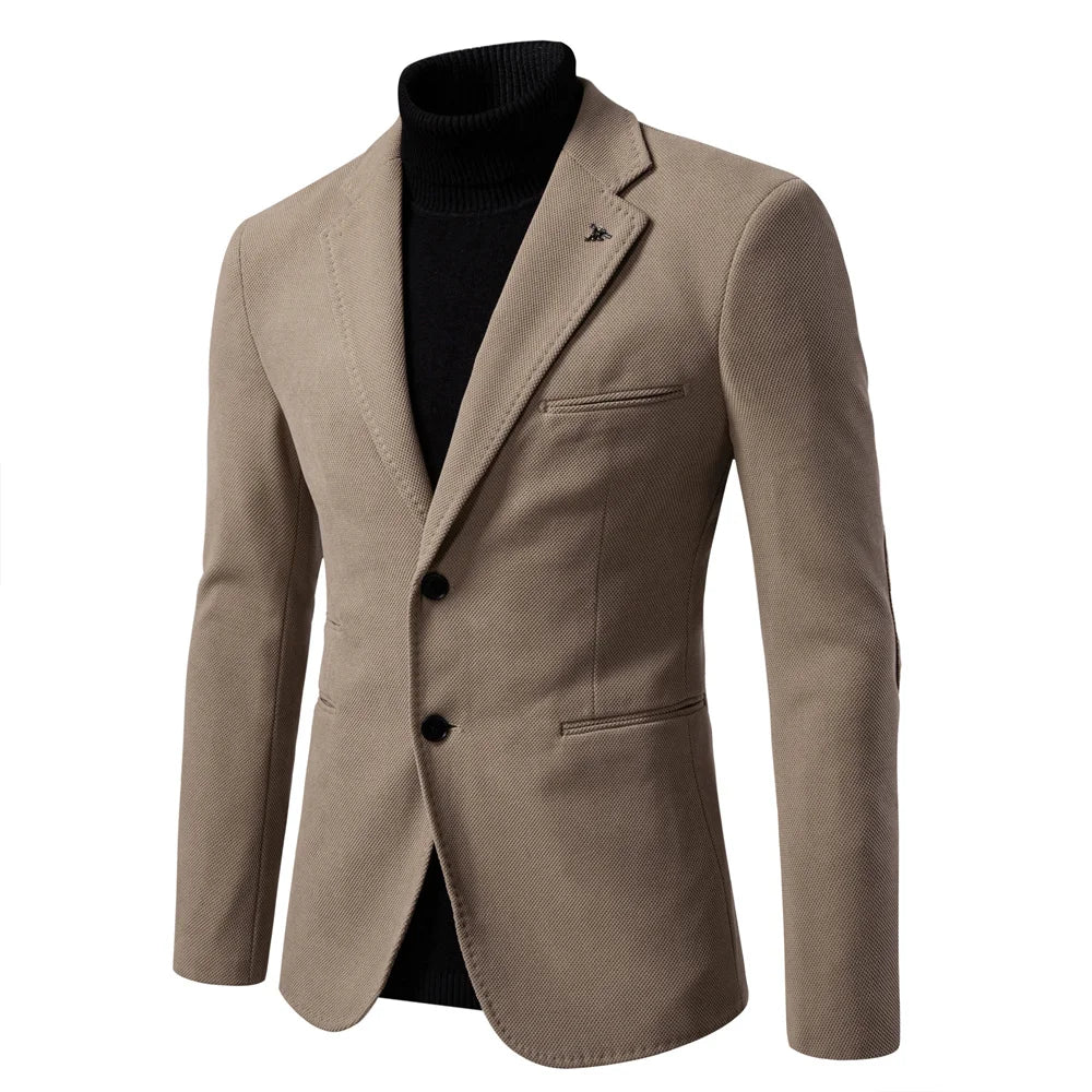 James Slim Fit Mens Blazer Single Breasted Brown Jacket For Business Casual Versatile Wardrobe Essential