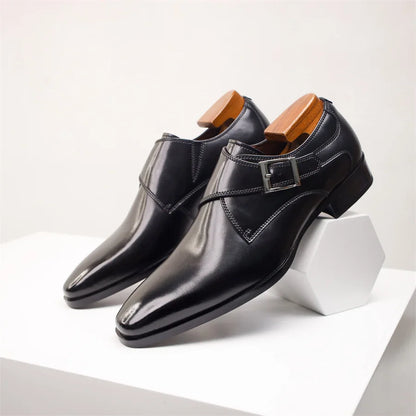 Men's Classic Buckle Dress Shoes Italian Style For Formal Wear And Business Professionals