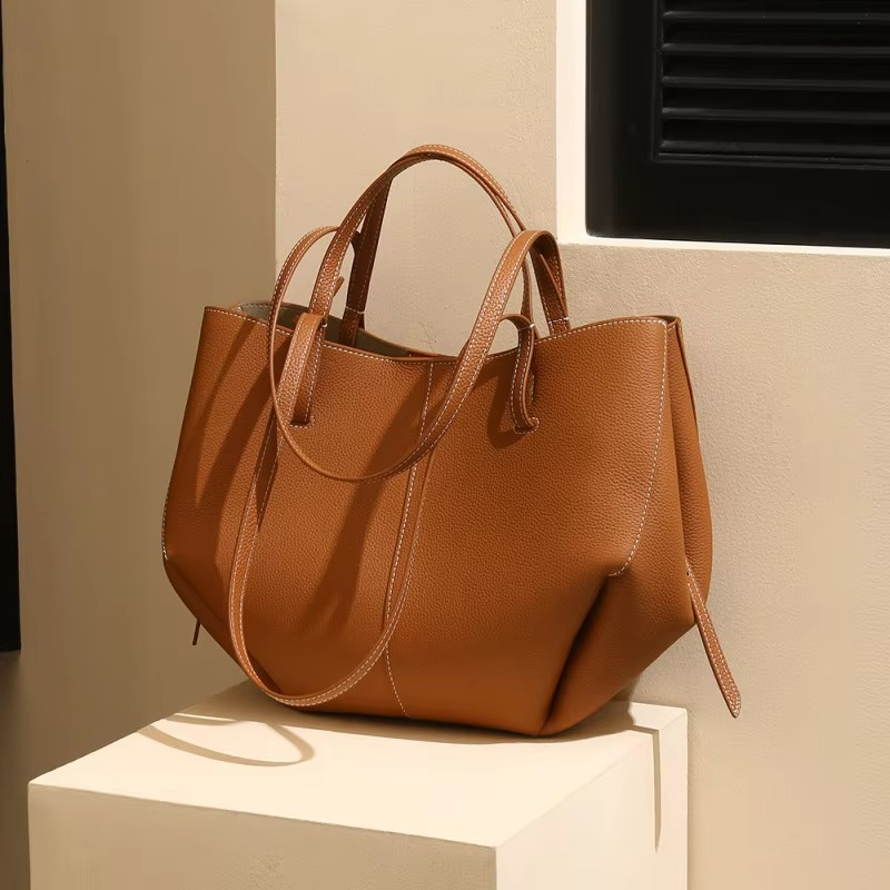 TrendAura Premium Cow Leather Large Capacity Shoulder Tote Bag For Women - Elegant Style Meets Everyday Function