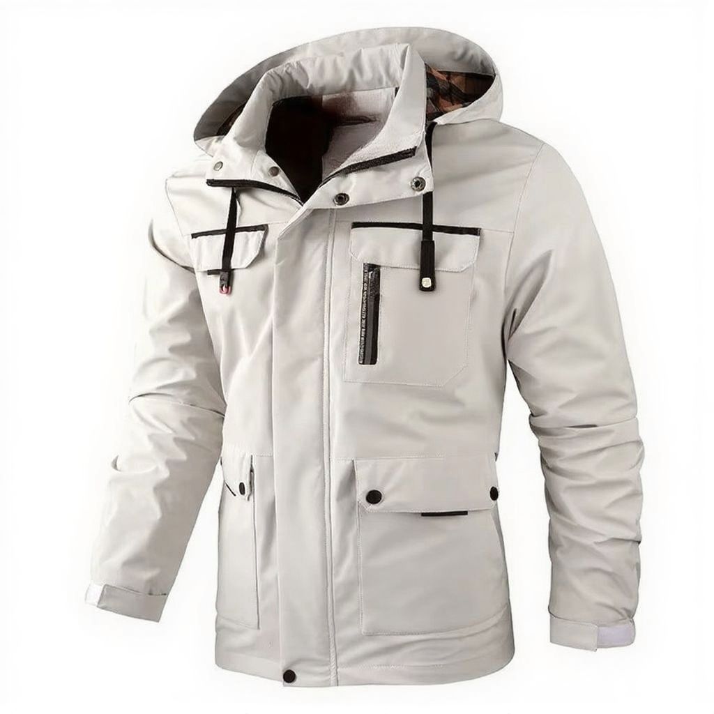 TrendAura Men's Waterproof Soft Shell Hooded Windbreaker Jacket With Warm Fleece Lining