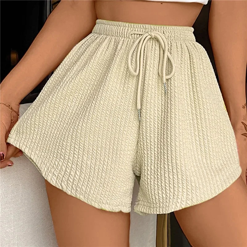 Noor Wide Leg Shorts Drawstring Waist Soft Breathable Summer Essential For Women Casual Chic Comfort