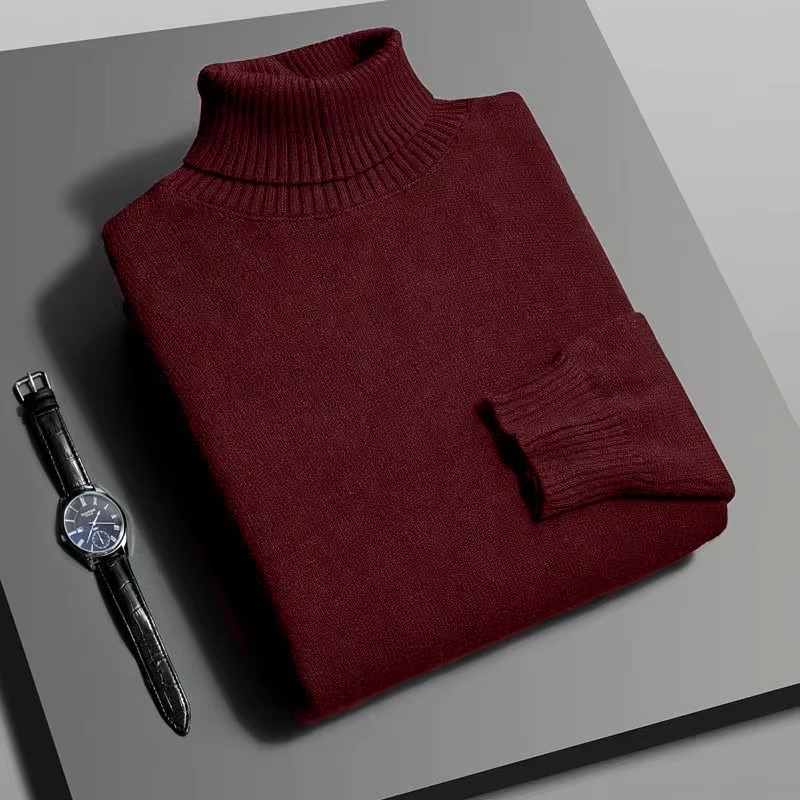 Men's Premium Knitted Turtleneck Sweater Slim Fit Long Sleeve Pullover For Everyday Warmth And Modern Style