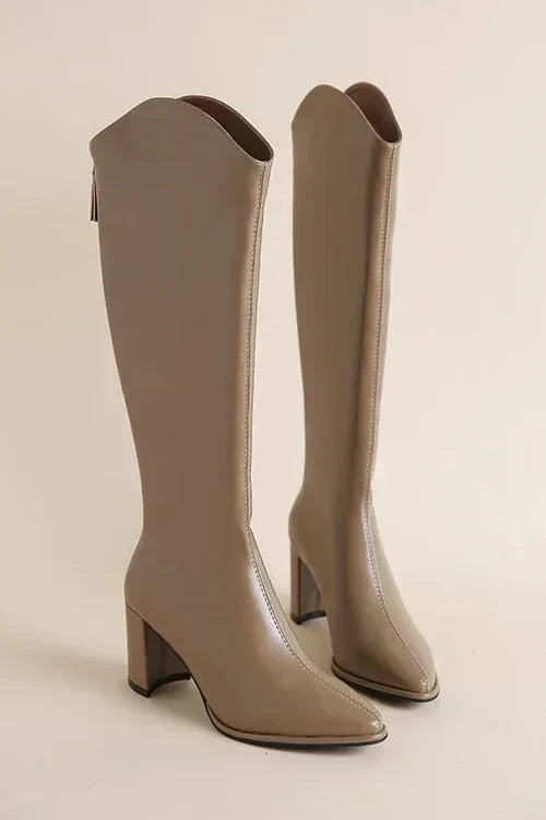 Adele | Winter Boots for Women made of Leather Knee-High with Rubber Sole