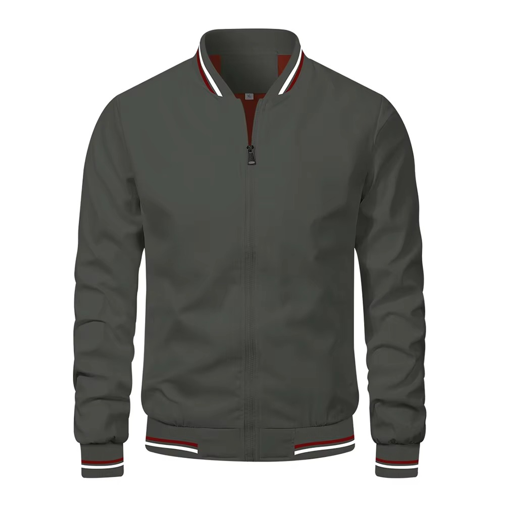 Mens Slim Fit Burgundy Bomber Jacket Lightweight Baseball Style For All Seasons TrendAura