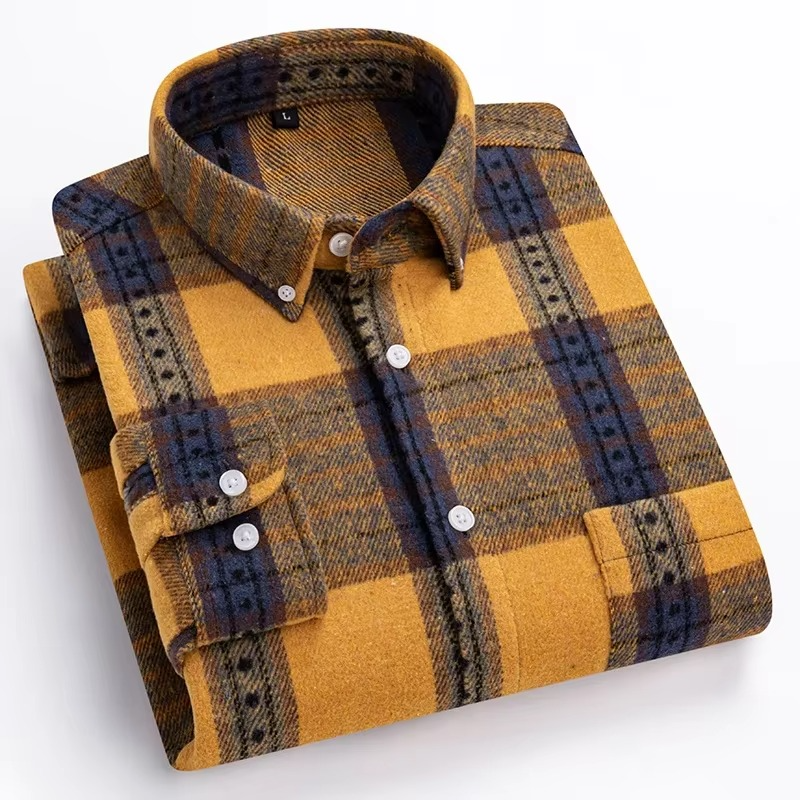 TrendAura Men's Plus Size Plaid Long Sleeve Shirt 7XL 100 Percent Cotton with Single Chest Pocket