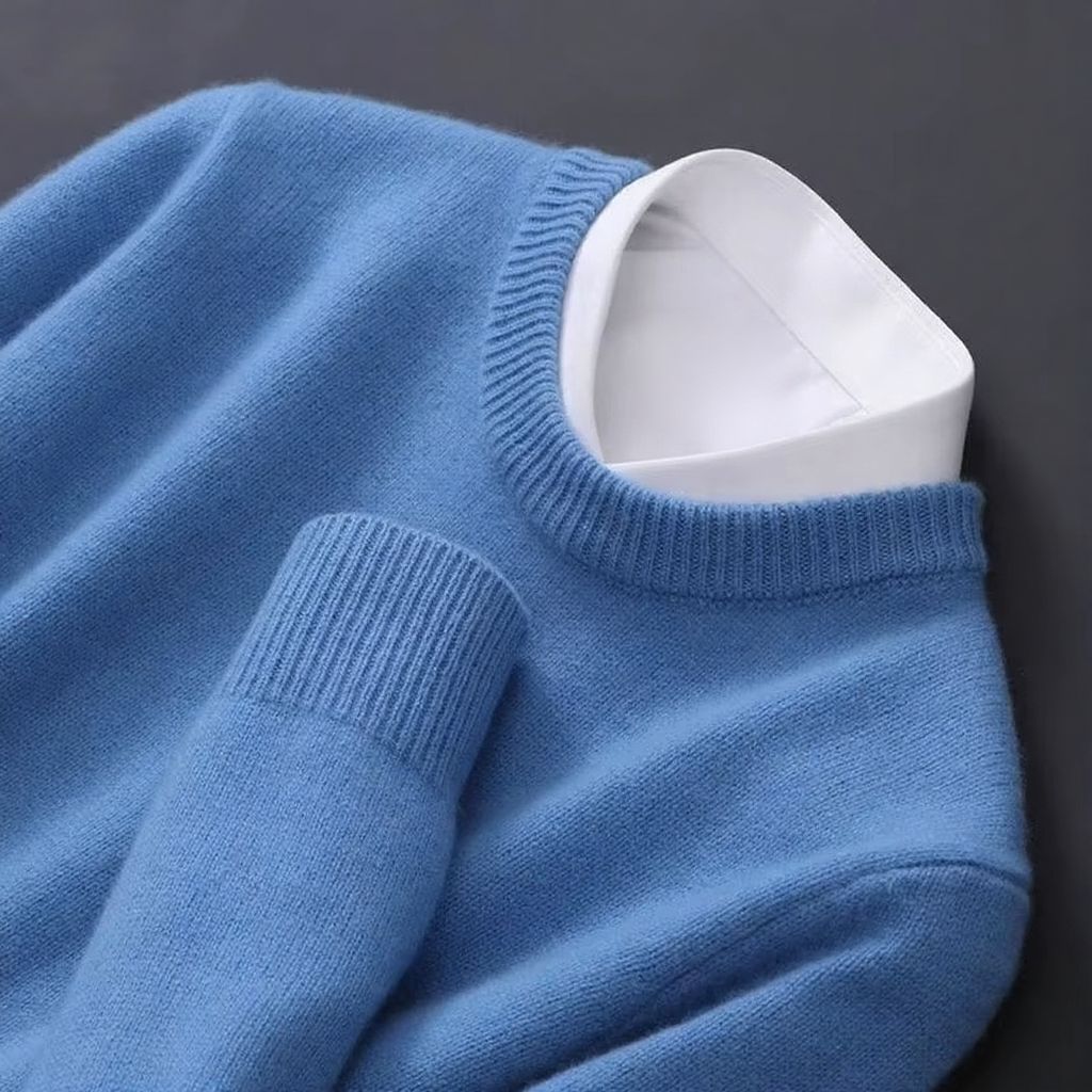 Men's Oversized Cashmere Knit Sweater O Neck Pullover M to 3XL Warm Cozy Style TrendAura
