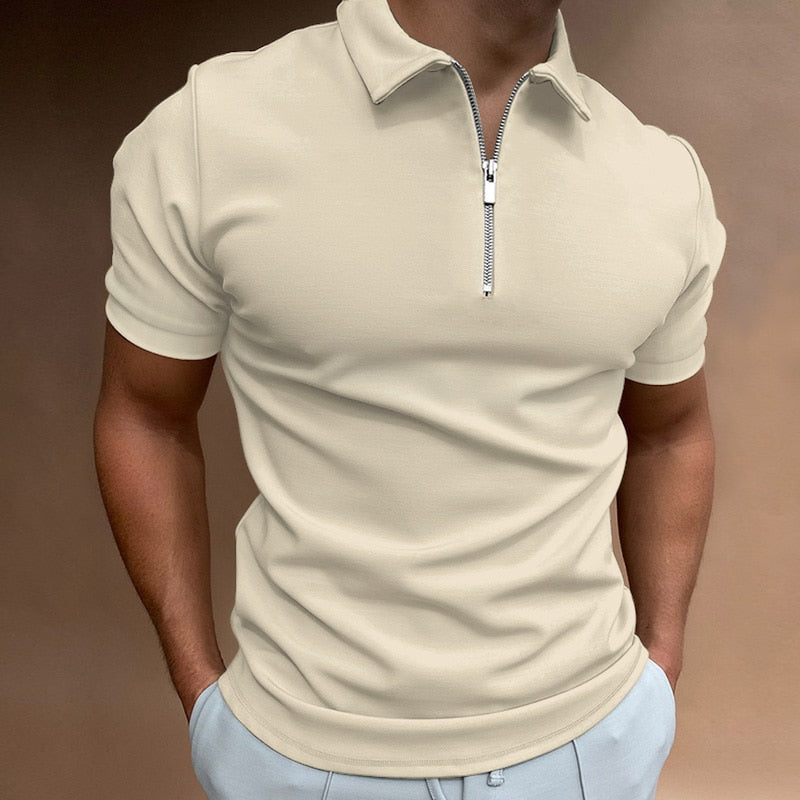 Max Zipper Polo Shirt For Men Ultra Comfortable Modern Style For Office And Casual Wear