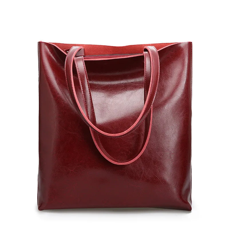 TrendAura Holly Leather Structured Tote Bag - Timeless Shape For Everyday Use And Travel
