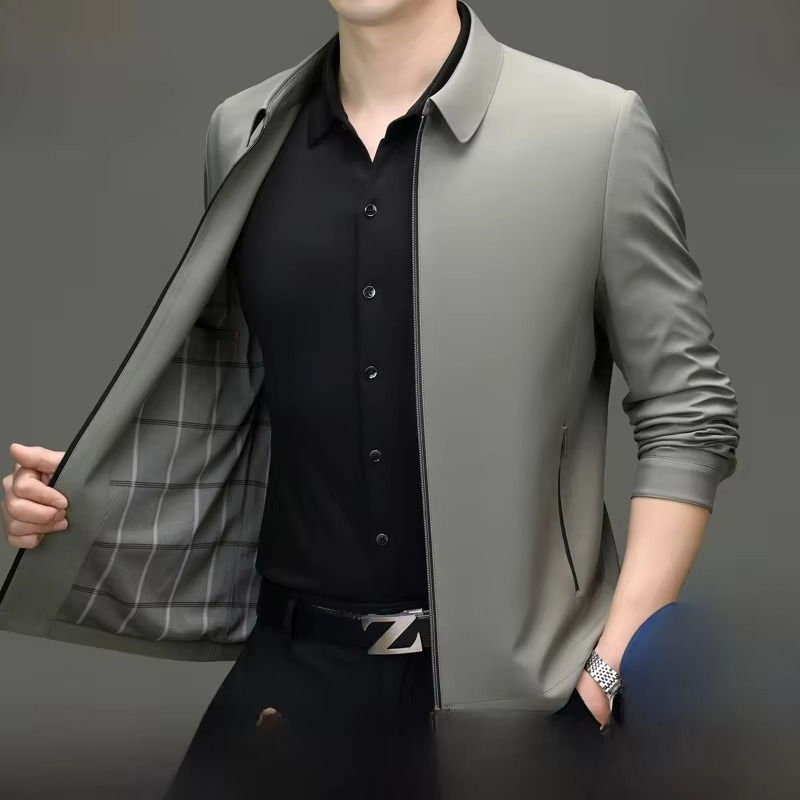 TrendAura Mens Silk Blend Jacket Loose Fit With Straight Hemline For Effortless Polished Style