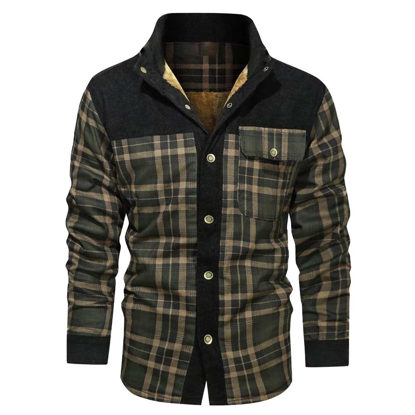 Mens Wool Lined Flannel Plaid Hooded Shirt Jacket Warm Thick Outerwear TrendAura