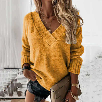 Beatrix | Chunky V-Neck Sweater for Women - Stylish and Warm