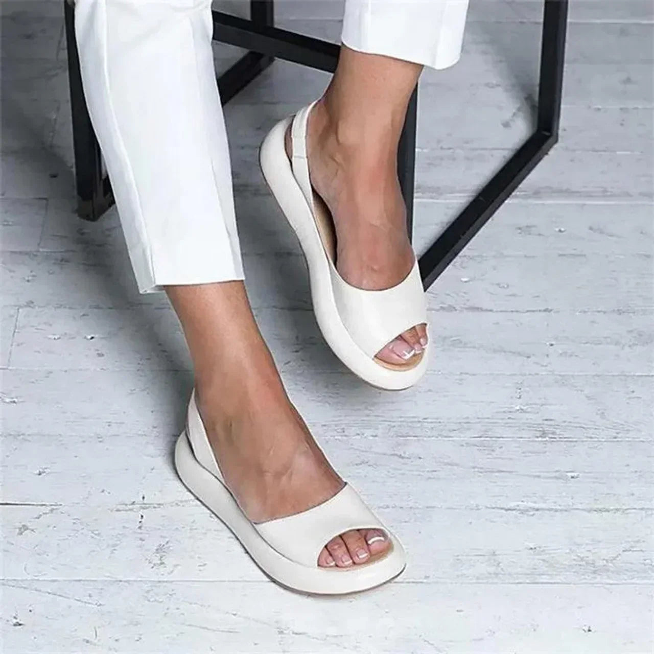 Platform Open Toe Sandals With Elastic Heel Strap For Women Lightweight Comfort For All Day Walking