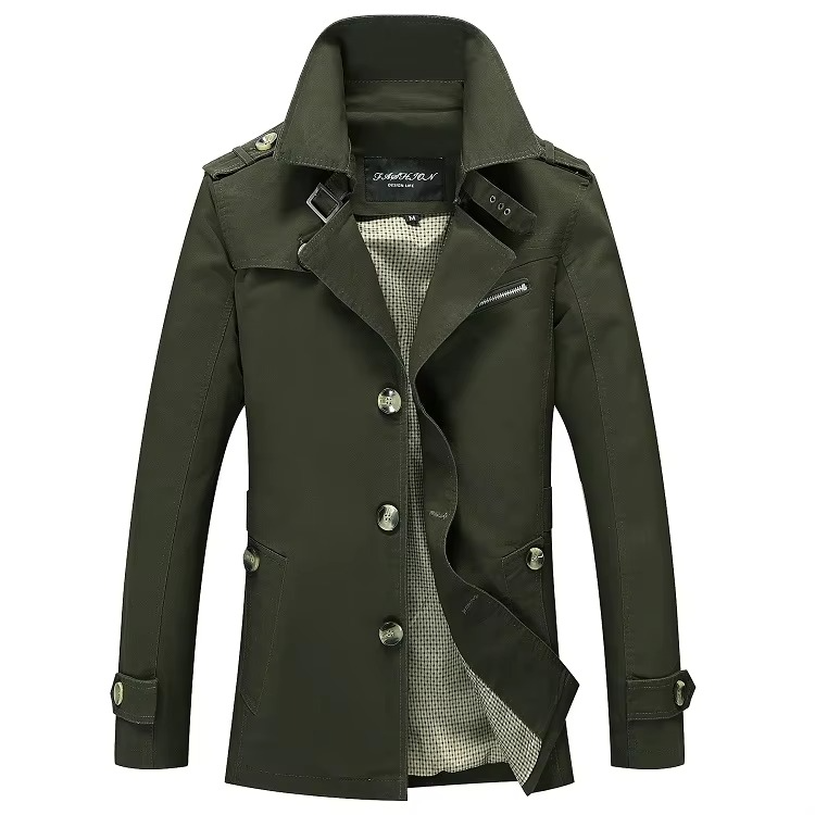 TrendAura Mens Classic Single Breasted Trench Coat Casual Business Overcoat For All Seasons