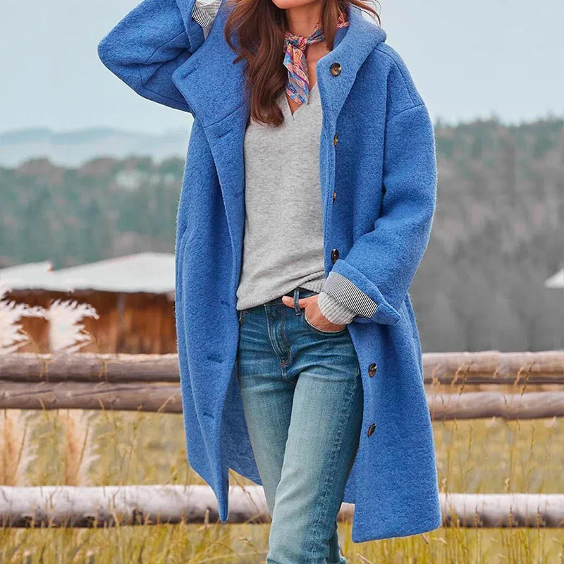 Women's button coat | Casual long cut