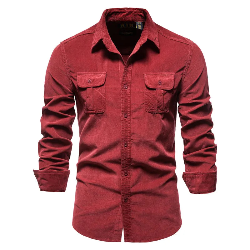 Gabriel Mens Winter Long Sleeve Utility Shirt With Rugged Durable Fabric And Chest Pockets By TrendAura