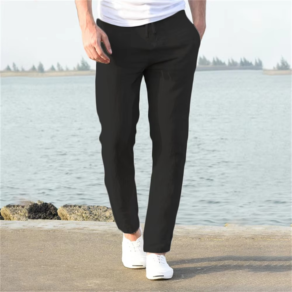 TrendAura Mens Cotton Linen Pants For Everyday Comfort And Style Breathable Lightweight All Day Wear
