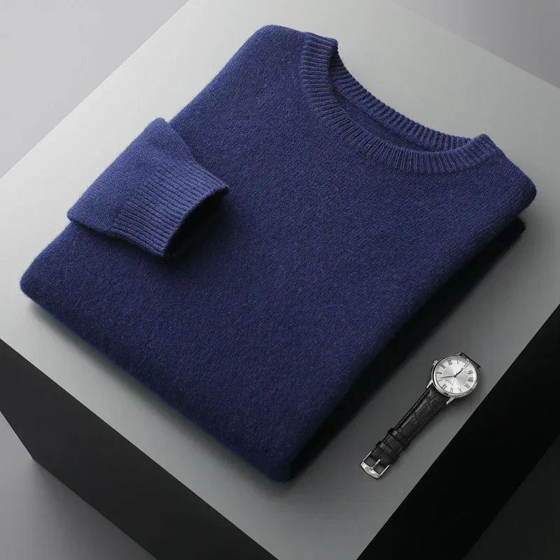 TrendAura Nordisk Flair Men's Wool Sweatshirt Loose Fit Round Neck Ribbed Cuffs Minimalist Design