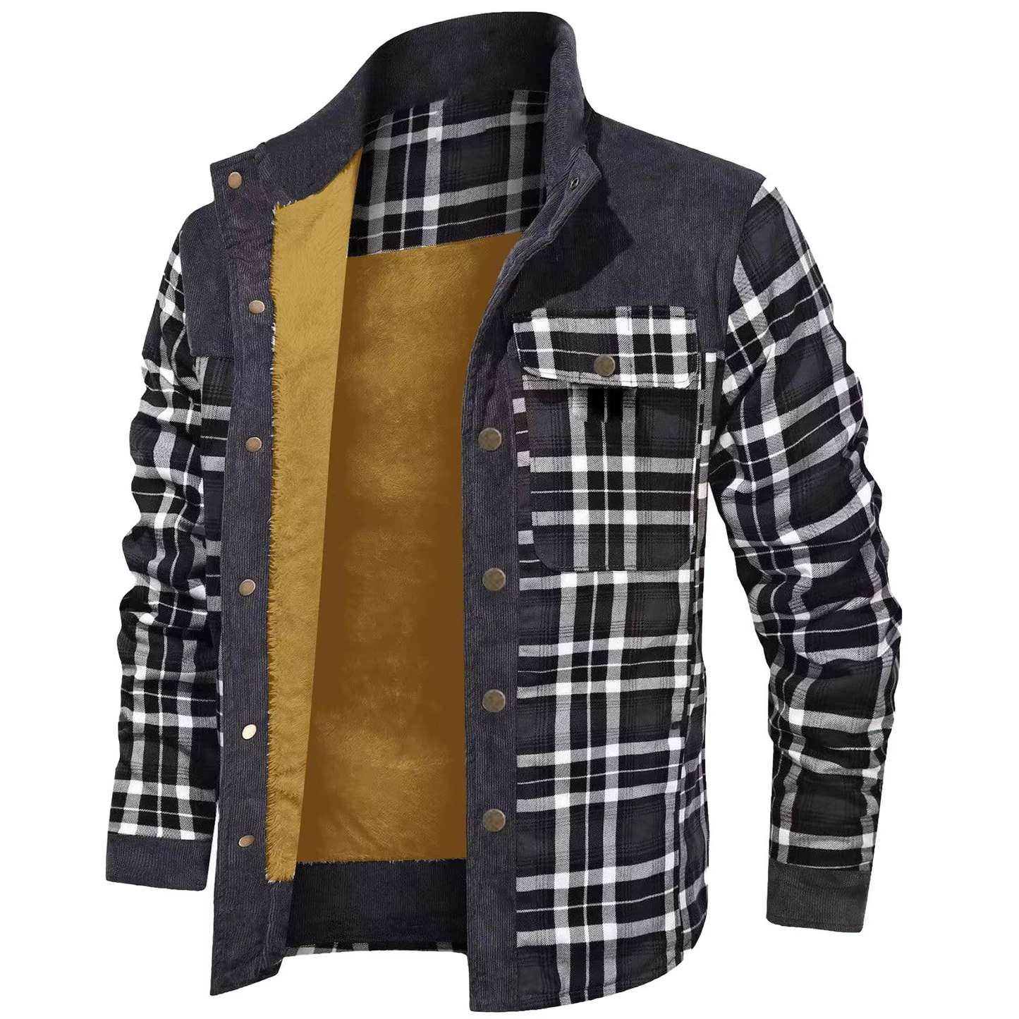 Mens Wool Lined Flannel Plaid Hooded Shirt Jacket Warm Thick Outerwear TrendAura