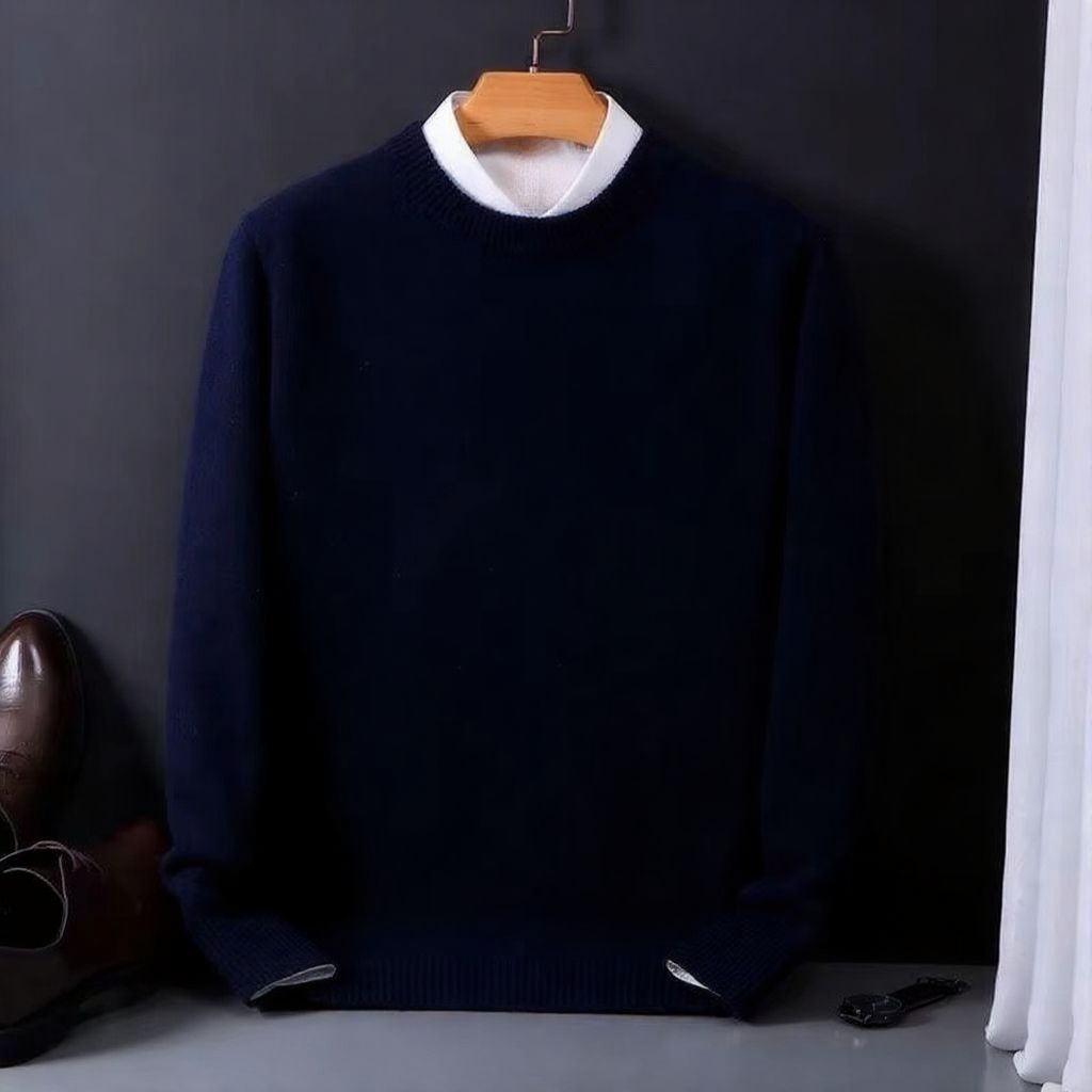 Men's Oversized Cashmere Knit Sweater O Neck Pullover M to 3XL Warm Cozy Style TrendAura