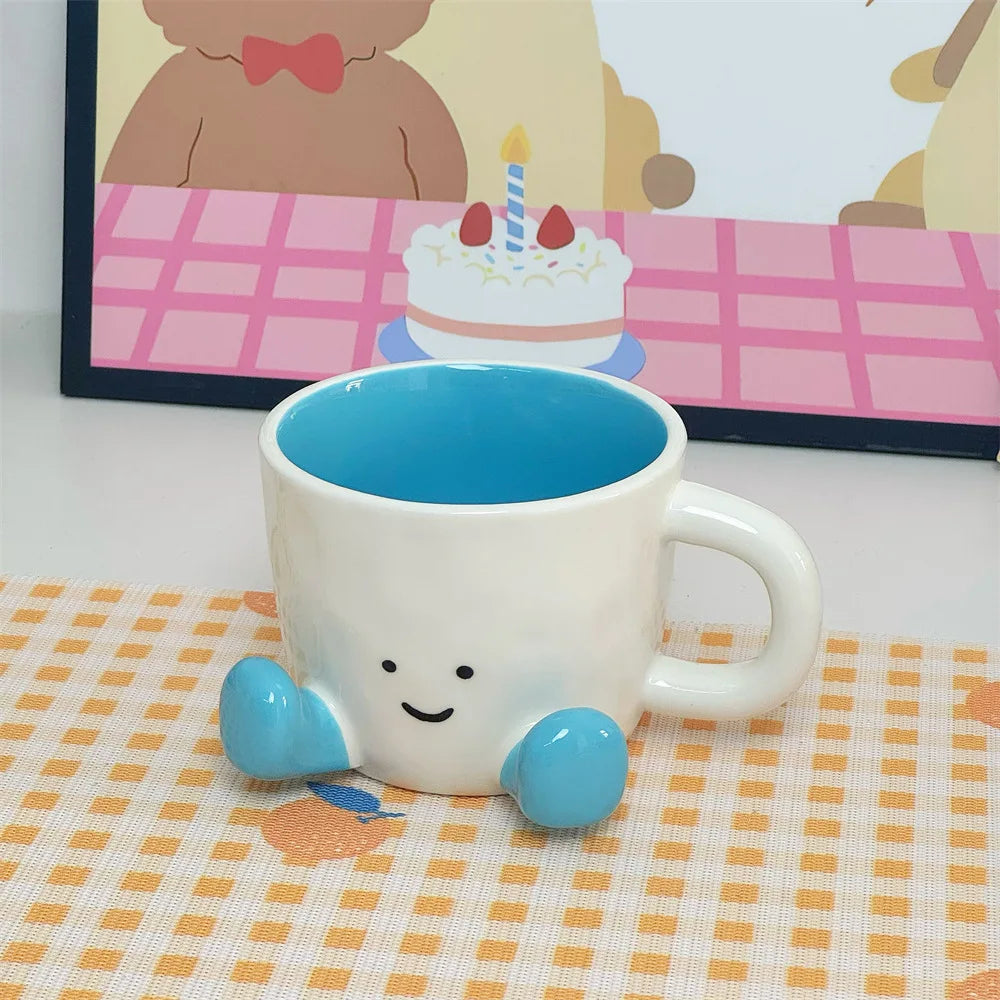 Smiley Mellow Glazed Ceramic Mug With Hand Glazed Finish And Playful Leg Design Charm
