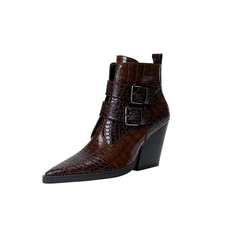 Women's Buckle Boots with Adjustable Straps and Sturdy Sole