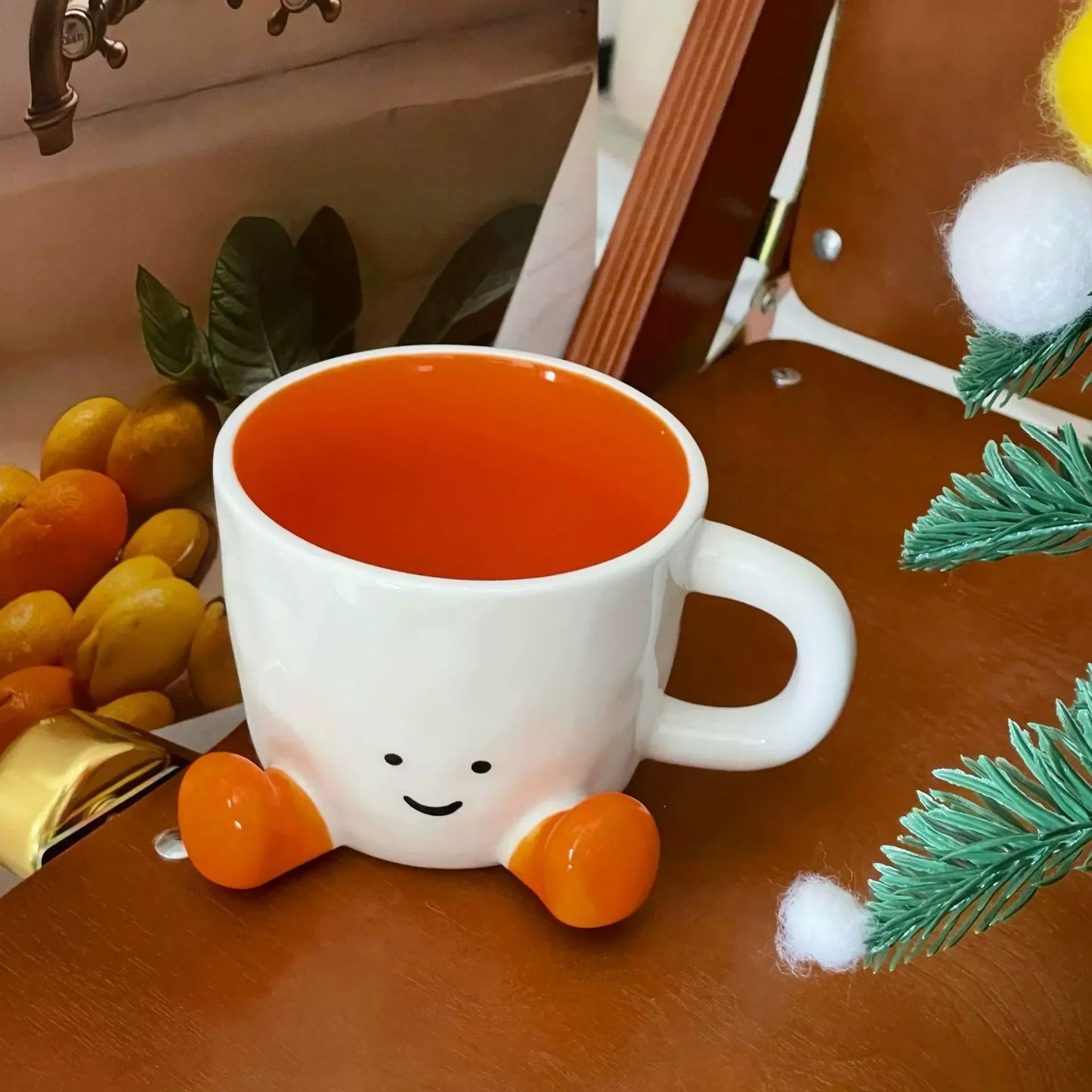 Smiley Mellow Glazed Ceramic Mug With Hand Glazed Finish And Playful Leg Design Charm
