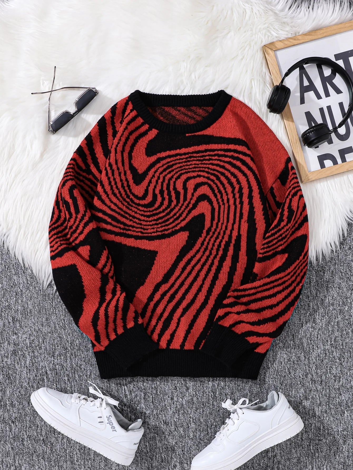 Swirlstorm Abstract Wool Pullover