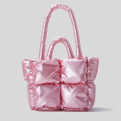 TrendAura Avigail Quilted Puffer Tote - Chic Compact Mini Bag With Plush Puffer Texture