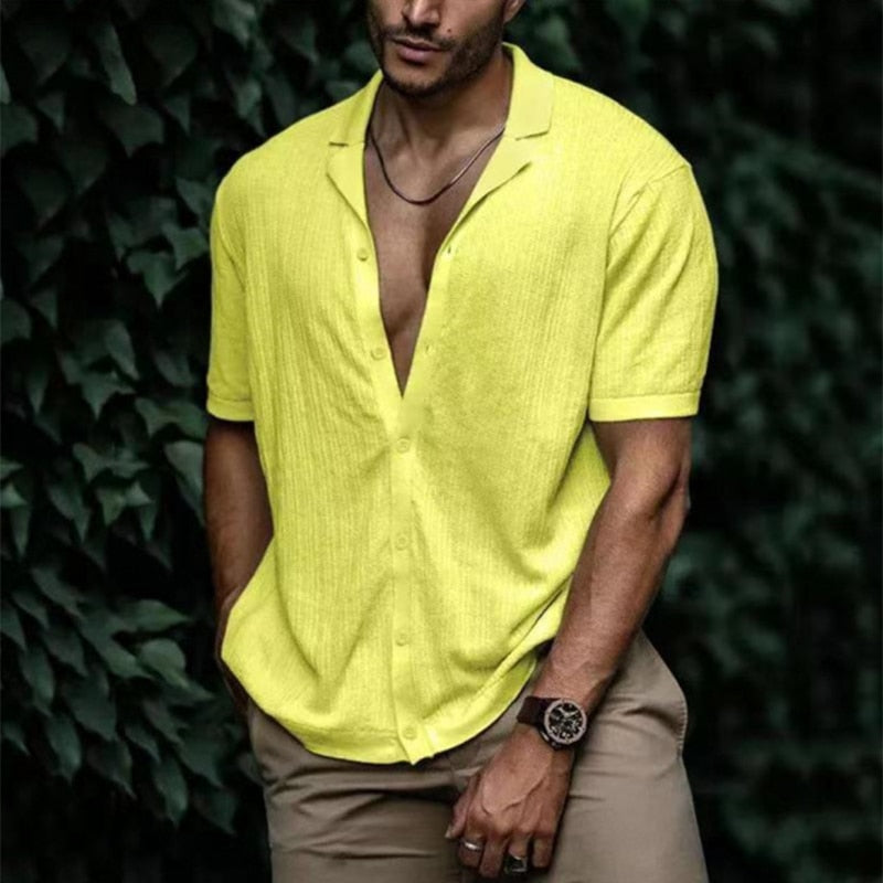 Javal Mens Cotton Shirt For Men Summer Breathable Lightweight Button Down Modern Fit