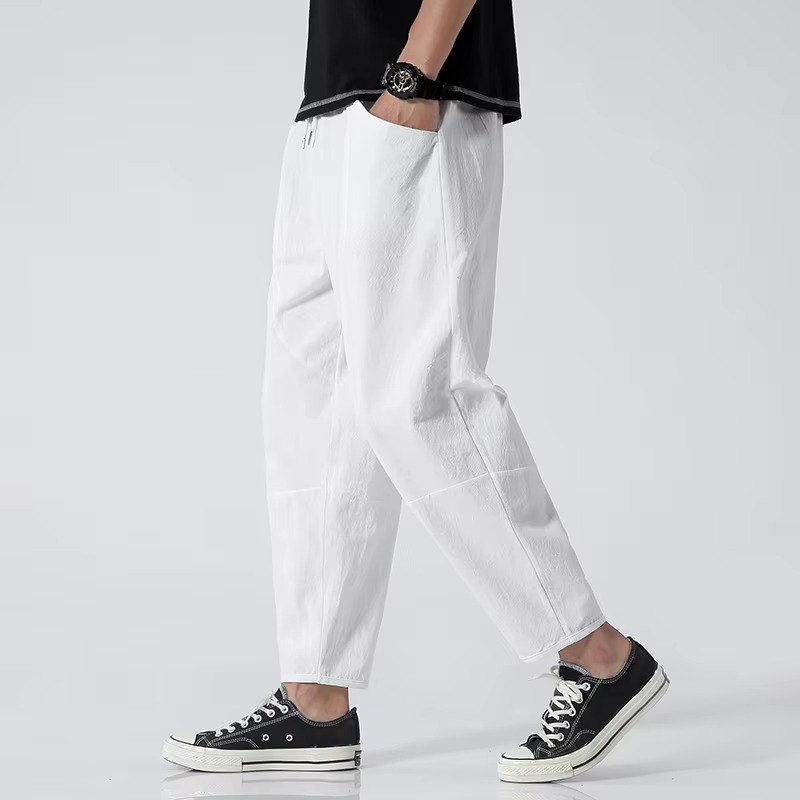 Men's 100 Percent Cotton Lightweight Ankle Length Casual Pants With Relaxed Fit For Summer By TrendAura