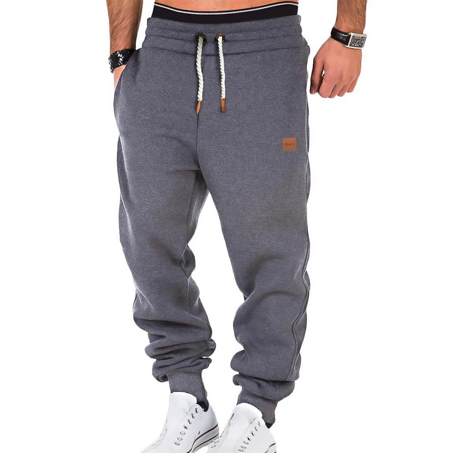 Mens Casual Jogger Pants With Plush Lining And Adjustable Drawstring For All Day Comfort