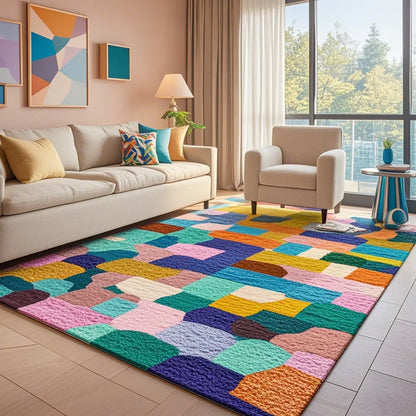 Carpet living room velvet sofa coffee table bedroom dopamine color live stream dirt-resistant floor mat can be hand washed