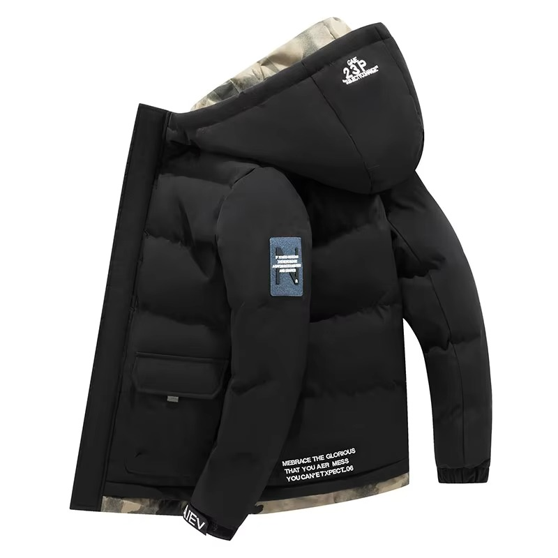 TrendAura Men's Windproof Hooded Parka Jacket Insulated Warm Winter Coat With Multiple Pockets Sizes M-5XL