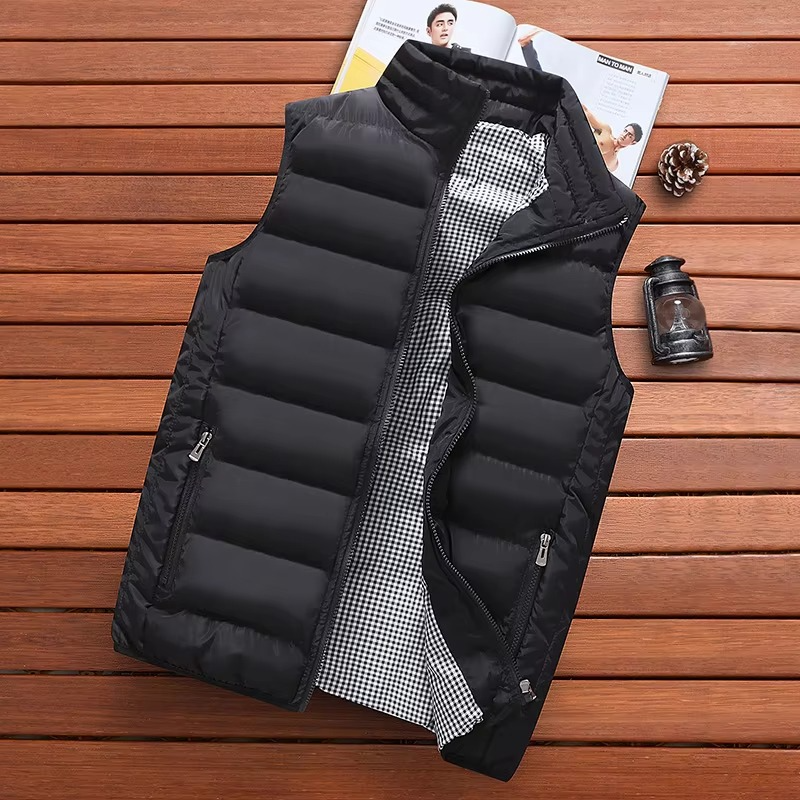 TrendAura Mens Windproof Down Cotton Vest Winter Warm Sleeveless Jacket For Outdoor Activities