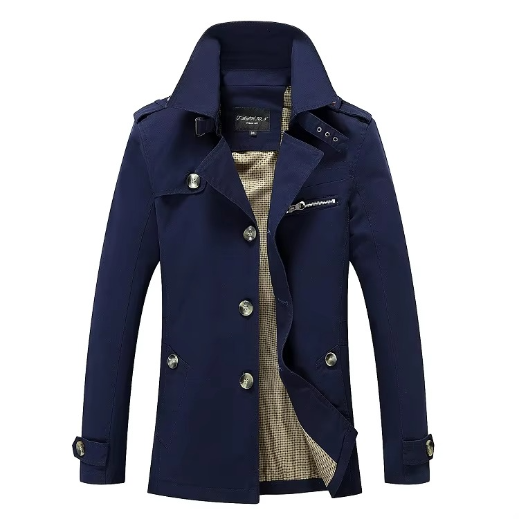 TrendAura Mens Classic Single Breasted Trench Coat Casual Business Overcoat For All Seasons