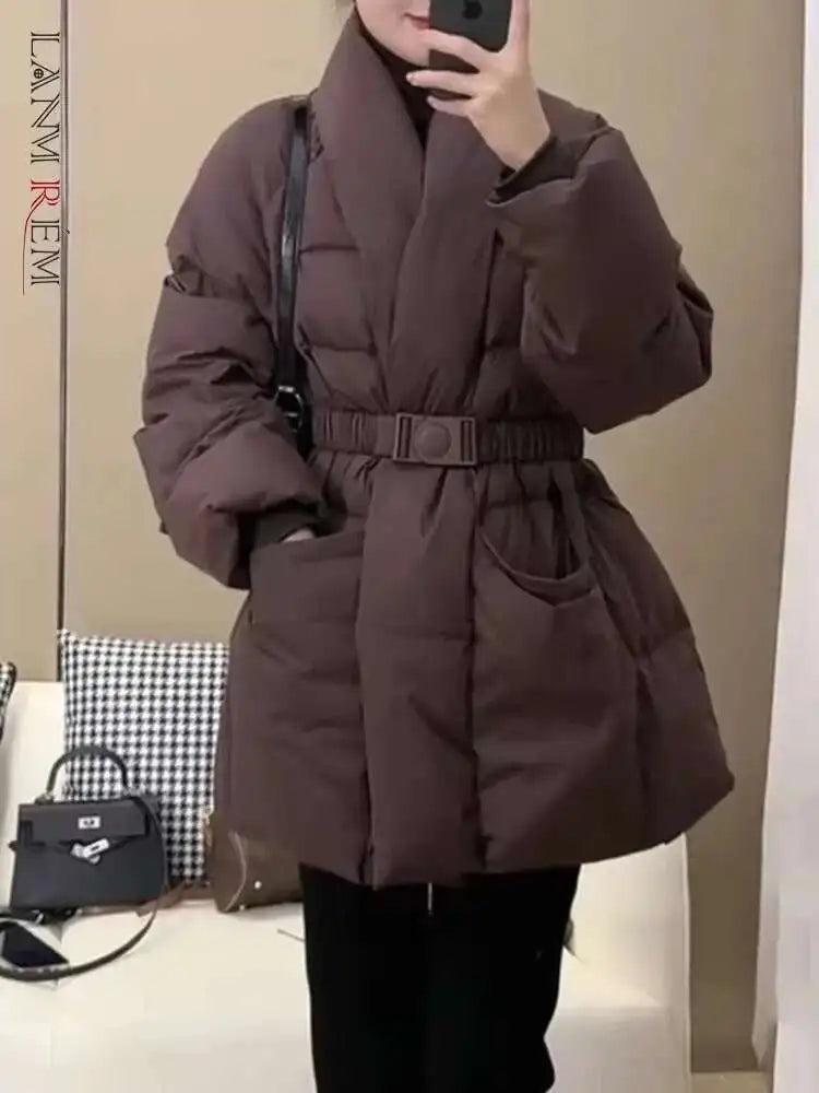 Women’s Stylish V-neck Puffer Jacket | Winter Fashion