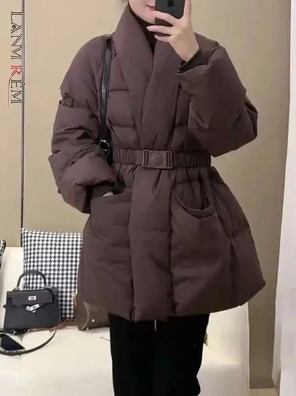 Women’s Stylish V-neck Puffer Jacket | Winter Fashion