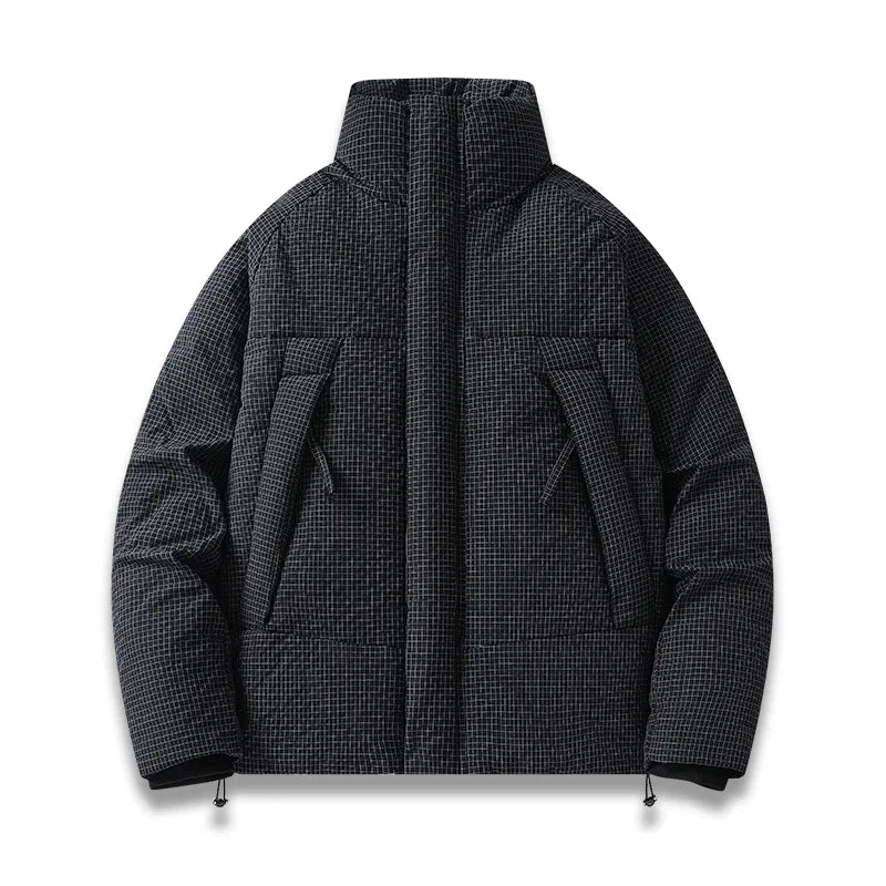 TrendAura Subzero Quilted Parka for Men with Plaid Design Windproof Insulation and Warmth