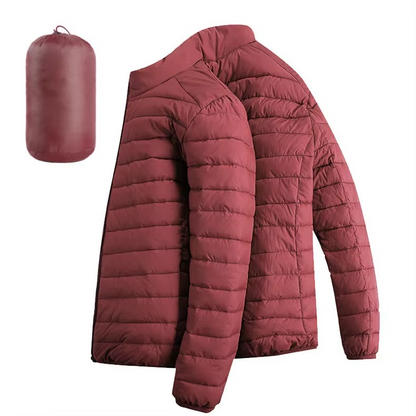 Men's Lightweight Hooded Cotton Down Jacket With Zip Pockets Casual Winter Parka