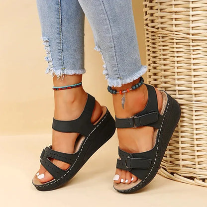 Platform Sandals With Adjustable Velcro Straps For All Day Comfort And Cushioned Support For Everyday Wear