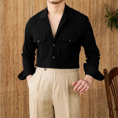 Nordisk Flair Mens Shirt Classic Fit Cotton Blend Long Sleeve With Chest Pockets