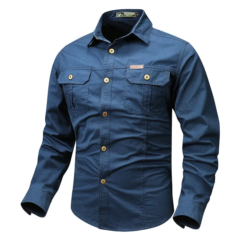 Gabriel Mens Outdoor Utility Button-Down Shirt With Durable Fabric And Utility Pockets TrendAura